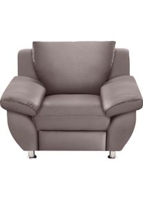 Sessel DOMO collection "Pilar elegant und zeitloses Design, komfortabel, bequeme Armlehnen", braun (schlamm), B:108cm H:80cm T:91cm, Struktur ( 100% Polyester);Kunstleder SOFTLUX, Sessel, Sessel