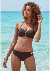 B&uuml;gel-Bandeau-Bikini Vivance, Damen, Gr. 40, Cup D, braun (dunkelbraun), Polyamid, unifarben, Bikini-Sets B&uuml;gel-Bandeau-Bikini, mit edlen Zierkn&ouml;pfen