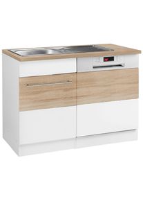 Sp&uuml;lenschrank KOCHSTATION "KS-Trient", wei&szlig; (wei&szlig; matt, eichefarben), B:110cm H:85cm T:60cm, Schr&auml;nke, Sp&uuml;lenschrank, 110 cm breit, inkl. T&uuml;r/Socke f&uuml;r Einbaugeschirrsp&uuml;ler