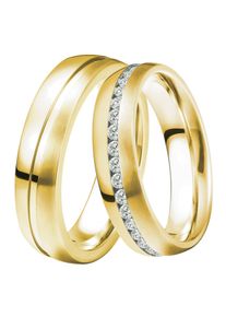 Trauring DOOSTI "Schmuck Geschenk Silber 925 Trauring Ehering Partnerring LIEBE" Gr. 54, gold (gelbgoldfarben), Fingerringe, Damen, 54,mit Zirkonia, Silber 925 (Sterlingsilber), 6mm, Trauring, wahlweise mit oder ohne Zirkonia