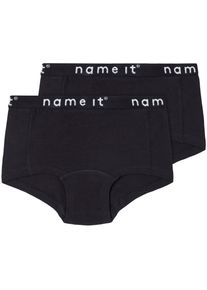 Hipster name it "NKFHIPSTER 2P NOOS", M&auml;dchen, Gr. 146/152, 2 Stk., schwarz, Jersey, Obermaterial: 95% Baumwolle, 5% Elasthan, unifarben, eng, Unterhosen Hipster, unifarben, casual, regular fit, Baumwollmischung, Jersey