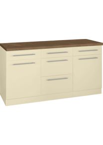 Wiho-K&uuml;chen Unterschrank WIHO K&Uuml;CHEN "Unna", beige (front und korpus: magnolia, arbeitsplatte: eiche tabak), B:150cm H:85cm T:60cm, Schr&auml;nke, Unterschrank, 150 cm breit