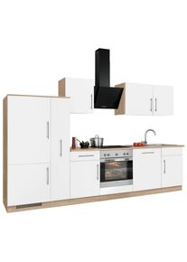 Wiho-K&uuml;chen K&uuml;chenzeile WIHO K&Uuml;CHEN "Cali", wei&szlig; (k&uuml;che: braun, korpus: sonoma eiche nachbildung, arbeitsplatte: sonoma eiche nachbildung), B:310cm T:60cm, Komplettk&uuml;chen-Sets, K&uuml;chenzeile, ohne E-Ger&auml;te, Breite 310 cm