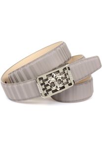 Lederg&uuml;rtel Anthoni Crown, Damen, Gr. 105, grau, Leder, unifarben, G&uuml;rtel Lederg&uuml;rtel, mit silberfarbener stilisierter Lilien-Schnalle