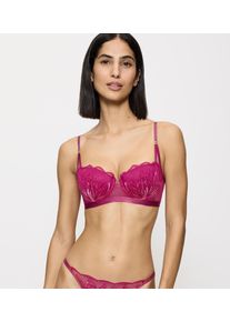 Halbschalen-BH Triumph "Crazy Stupid Love", Damen, Gr. 90, Cup D, pink (passion fruit), Mesh, Spitze, Obermaterial: 49% Polyester, 39% Polyamid, 9% Elasthan, 3% Viskose, BHs Halbschalen-BH, Komfort-B&uuml;gel, italienische Spitze, Wow-Effekt