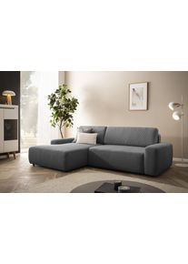 Ecksofa Home Affaire "TORGE (264cm), Schlafsofa in Cord, Samtvelours o Struktur fein, L-Form", grau (anthrazit), B:264cm H:82cm T:162cm, 100% Polyester, Sofas, Ecksofa, Schlaffunktion, Bettkasten, Liegefl&auml;che: 125/210 cm