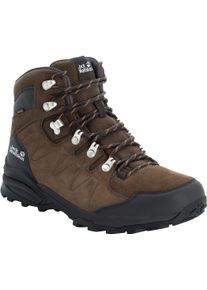 Wanderschuh Jack Wolfskin "REFUGIO TEXAPORE MID M", Herren, Gr. 48, braun (braunphantom), Leder, Textil, Schuhe Wanderschuh, wasserdicht, Trekkingschuh
