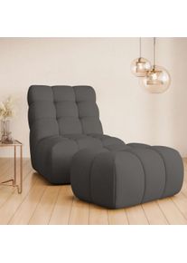 XXL-Sessel Home Affaire "AURELIAN Loveseat XXL mit Hocker im Set, Lese-Sessel, Relaxsessel", grau (dunkelgrau), B:88,5cm H:95,5cm T:130cm, 100% Polyester, Sessel, XXL-Sessel, mit Wellenunterfederung, Struktur fein, Struktur grob, Velours