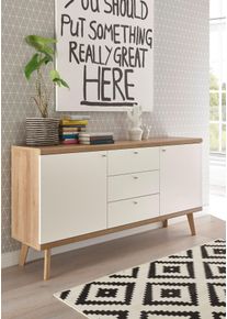 Sideboard Home Affaire "Merle", wei&szlig; (eiche riviera nb, wei&szlig; matt), B:160cm H:83cm T:40cm, Sideboards, Sideboard, im skandinavischen Design, Breite 160 cm