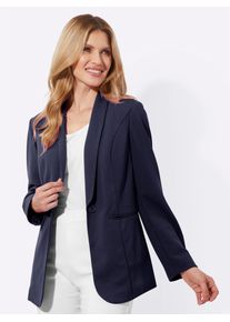 Jackenblazer Classic Basics "Blazer", Damen, Gr. 48, blau (marine), 95% Polyester, 5% Elasthan, Blazer Jackenblazer