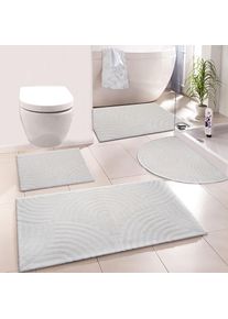 Badematte my home "Juna, Badvorleger, Badezimmer Teppich, Zen, Scandi, Boho" Gr. 1, wei&szlig;, H:15mm, Baumwolle, Badematten, Badematte, Baumwolle, Hoch-Tief-Effekt, weich, Topseller