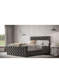 Boxspringbett FORTE "Lanciano Max inkl. zwei Bettk&auml;sten und Kaltschaum Topper", grau (anthrazit), B:166cm L:225cm, Komplettbetten, Boxspringbett, und einer 7-Zonen-Tonnentaschenfederkernmatratze H2/H3