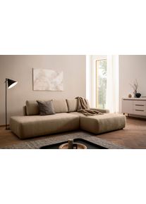 Ecksofa Home Affaire "TORGE, Schlafsofa Cord, Samtvelours u. Strukur fein, Couch in L-Form", braun (hellbraun), B:276cm H:82cm T:164cm, 100% Polyester, Sofas, Ecksofa, Schlaffunktion und Bettkasten, Liegefl&auml;che: 210x125 cm, neues Design