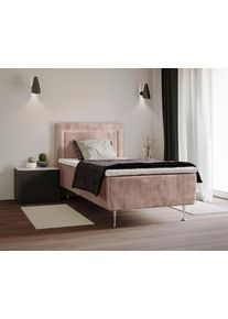 Boxspringbett Home Affaire "Hacer", lila, B:81cm L:208cm, 100% Polyester, Komplettbetten, Boxspringbett, Topper, H2 oder H3 und in Breiten 70,80,90,120,140,160,180 w&auml;hlbar