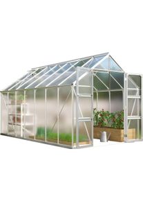 Gew&auml;chshaus Vitavia "Domus 11500", silber (silberfarben), B:257cm H:253,9cm T:449cm, Gew&auml;chsh&auml;user, Gew&auml;chshaus, mit Doppelschwingt&uuml;ren und bodentiefer T&uuml;rschwelle, 4 mm Hohlkammer