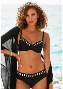 B&uuml;gel-Bikini Lascana, Damen, Gr. 44, Cup D, gold (schwarz, wei&szlig;, goldfarben), Polyamid, gestreift, Bikini-Sets B&uuml;gel-Bikini, mit goldfarbenen Streifen