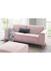 2-Sitzer Home Affaire "Janek Scandic Design, elegant und zeitlos", rosa (flamingo), B:178cm H:81cm T:90cm, Struktur fein ( 100% Polyester);Struktur weich (92% Polyester, 8% Nylon);Struktur weich (92% Polyester, 8% Nylon), Sofas, 2-Sitzer, mit Federkern und Keder in scandinavischem Design