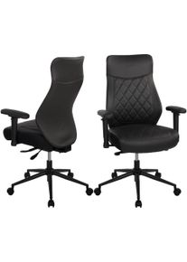 Schreibtischstuhl Duo Collection "TURSI", schwarz (schwarz, schwarz, schwarz), B:67cm H:117cm T:67cm, Mikrofaser: 100% Polyester, St&uuml;hle, Schreibtischstuhl, 2-D Armlehnen, Sitztiefen- und h&ouml;henverstellung, Lederlook-Mikrofaser