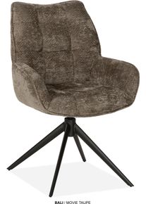 Esszimmerstuhl OMG DESIGN "Bali", braun (taupe, schwarz, taupe), B:61cm H:91cm T:64cm, Polyester, St&uuml;hle, Esszimmerstuhl, Drehstuhl mit auto-return, Armlehnenstuhl