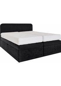 Boxspringbett, schwarz, B:145cm L:212cm, Box und Kopfteil: Microvelours (100% Polyester) oder Kunstleder (Polyurethan);Bezug der Obermatratze: 100% Polyester, Westfalia Schlafkomfort, Komplettbetten, Boxspringbett, wahlweise mit Bettkasten