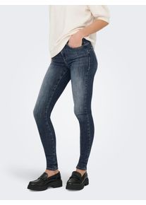 Skinny-fit-Jeans Only "ONLPOWER MID SKIN PUSHUP DNM REA167 NOOS", Damen, Gr. XS (34), L&auml;nge 30, blau (special blau grau denim), Denim/Jeans, Obermaterial: 92% Baumwolle, 6% Elastomultiester, 2% Elasthan, unifarben, skinny fit lang, Jeans Skinny-fit-Jeans