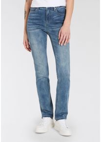Gerade Jeans Arizona "Ultra-Stretch", Damen, Gr. 24, K + L Gr, blau (blau used), Denim/Jeans, Obermaterial: 74% Baumwolle, 24% Polyester, 2% Elasthan, unifarben, Basic, gerade lang, Jeans Gerade Jeans, Used-Look-Waschung