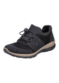 Slip-On Sneaker Rieker, Damen, Gr. 42, schwarz, Nubuklederimitat, Textil, Schuhe Slip-On Sneaker, mit Elastikeinstieg, zum Schlupfen