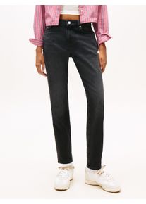 Slim-fit-Jeans Tommy Jeans "TJLUCY MR SLIM", Damen, Gr. 33, L&auml;nge 28, denim schwarz, Denim/Jeans, Obermaterial: 99% Baumwolle, 1% Elasthan, unifarben, slim fit kn&ouml;chellang, Jeans Slim-fit-Jeans
