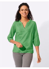 Schlupfbluse Inspirationen, Damen, Gr. 52, apfel, 100% Baumwolle, unifarben, V-Ausschnitt, Blusen Schlupfbluse