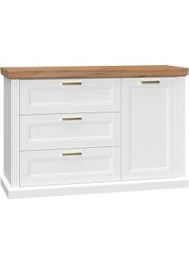 Sideboard OTTO HOME "Tara, Landhaus Kombikommode B/T/H: 138/48/91 cm, FSC-zertifiziert", wei&szlig; (wei&szlig; matt, pacific walnut), B:138cm H:91cm T:48cm, Holzwerkstoff, MDF, Sideboards, Sideboard, lackiert mit wasserbasiertem UV-Lack, unempfindlich und kratzfest