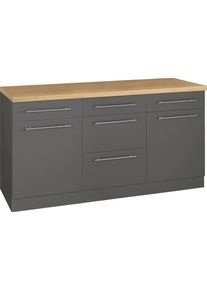 Wiho-K&uuml;chen Unterschrank WIHO K&Uuml;CHEN "Unna", grau (front und korpus: anthrazit, arbeitsplatte: sonoma eiche), B:150cm H:85cm T:60cm, Schr&auml;nke, Unterschrank, 150 cm breit