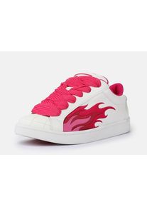 Sneaker Buffalo "LIBERTY", Damen, Gr. 39, wei&szlig;, pink, Lederimitat, kontrastfarbene Details, Schuhe Sneaker, Freizeitschuh, Schn&uuml;rschuh, Halbschuh mit trendigem Flammenmotiv
