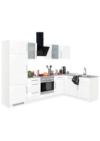 Wiho-K&uuml;chen Winkelk&uuml;che WIHO K&Uuml;CHEN "Cali", wei&szlig; (k&uuml;che: wei&szlig;, korpus: wei&szlig;, arbeitsplatte: canvas grau), B:280cm T:170cm, Komplettk&uuml;chen-Sets, Winkelk&uuml;che, ohne E-Ger&auml;te, Stellbreite 280 x 170 cm