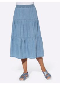Jeansrock Classic Basics, Damen, Gr. 46, blau (blau, bleached), 100% Baumwolle, unifarben, wadenlang, R&ouml;cke Jeansrock