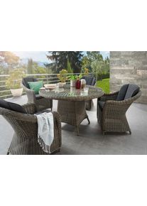 Garten-Essgruppe Destiny "MALAGA LUNA", grau (vintage grau, anthrazit), Polyester, Aluminium, Polyrattan, Sitzm&ouml;bel-Sets, Garten-Essgruppe, Aluminium, Polyrattan