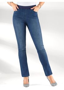 Schlupfjeans Inspirationen, Damen, Gr. 52, Normalgr&ouml;&szlig;en, blau (blau, stone, washed), 78% Baumwolle, 20% Polyester, 2% Elasthan, unifarben, lang, Jeans Schlupfjeans