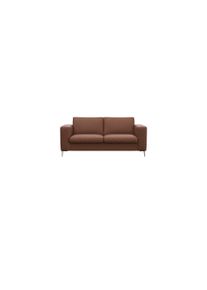 2-Sitzer FLEXLUX "Fiore, super Sitzkomfort durch Kaltschaum im Sitz", braun (old chesnut), B:164cm H:85cm T:92cm, 100% Echteder, Sofas, 2-Sitzer, breite Armlehnen, F&uuml;&szlig;e Alu