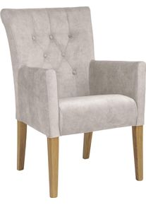 Esszimmerstuhl Home Affaire "King", wei&szlig; (milchfarben, natur), B:60cm H:92cm T:65cm, Polyester, St&uuml;hle, Esszimmerstuhl, Armlehnstuhl mit Knopfheftung, Polsterstuhl