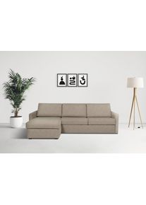 Schlafsofa Home Affaire "GOLDPOINT Ecksofa 264 cm, Liegefl&auml;che (140/200cm), L-Form", beige, B:264cm H:85cm T:157cm, 85% PES. 15% Polypropylene, Sofas, Schlafsofa, Bettfunktion, Bonell-Federkernmatratze und Dauerschl&auml;fer-Funktion