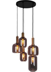 N&auml;ve N&Auml;VE Pendelleuchte "Fumo", schwarz, 5, &Oslash; 54,8cm H: 150cm, 1 Stk., Leuchten, aus Metall in Schwarz und Gold und Rauchglas, &Oslash; ca. 55 cm, H&ouml;he 150 cm, Pendelleuchte