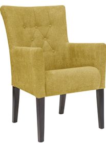 Esszimmerstuhl Home Affaire "King", gelb (senffarben, wenge), B:60cm H:92cm T:65cm, Polyester, St&uuml;hle, Esszimmerstuhl, Esszimmerstuhl mit Knopfheftung