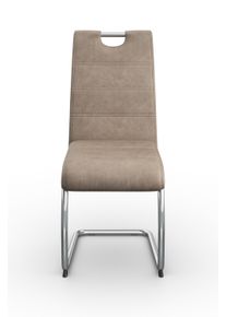 Freischwinger Hela "Flora, Esszimmerst&uuml;hle", beige (vintage beige, chrom, vintage beige), B:43cm H:98cm T:59cm, 100% Polyester, St&uuml;hle, Freischwinger, Schwingstuhl Set: 1,2 oder 4 St&uuml;ck, hoher Sitzkomfort