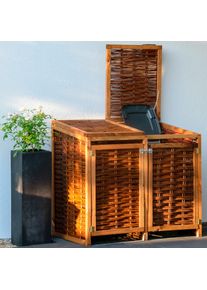 M&uuml;lltonnenbox Dobar, braun (braun, dunkelbraun), B:125cm H:115cm T:80cm, Holzwerkstoff, Aufbewahrungsboxen, M&uuml;lltonnenbox, 2x120l, BxTxH: 125x80x115 cm