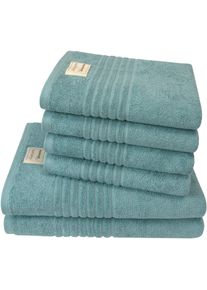 Handtuch Set Dyckhoff "Nature", blau (ozean), 6 Stk., Frottier, Frottier, Obermaterial: 100% Baumwolle, Handtuch-Sets, Handtuch Set, 6er Set: 4x Handt&uuml;cher, je 50 x 100 cm & 2x Badetuch 70 x 140 cm
