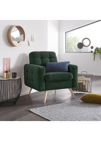 Sessel exxpo - SOFA FASHION "Nappa, Loungesessel, aktuelle R&uuml;ckensteppung, bequem und modern", braun (pine), B:81cm H:87cm T:78cm, Samtvelours (100% Polyester);Webvelours (100% Polyester), Sessel, Sessel, hoher Holzfu&szlig;
