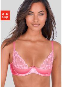 B&uuml;stenhebe Lascana, Damen, Gr. 85, Cup B, pink, Spitze, Obermaterial: 76% Polyamid, 16% Elasthan, 8% Polyester, BHs B&uuml;stenhebe, aus edlem Satin-Material mit dezent transparenter Spitze, sexy Dessous