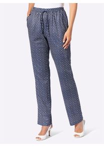 Jerseyhose Classic Basics, Damen, Gr. 40, Normalgr&ouml;&szlig;en, blau (marine, bedruckt), 100% Polyester, gemustert, mehrfarbig, Hosen Jerseyhose
