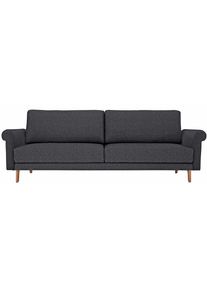 2-Sitzer "CR.450, Designsofa, Loungesofa", schwarz (anthrazitgrau, schwarzgrau 044, 57), B:168cm H:85cm T:95cm, NaturLEDER OSKAR (echtes Rindsleder);Chenille COCO (72% Polyester 15% Baumwolle 13% Polyacryl), CREATION BY ROLF BENZ, Sofas, 2-Sitzer, modern Landhaus, F&uuml;&szlig;e in Nussbaum, Breite 168 cm