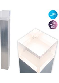 N&auml;ve LED Au&szlig;en-Stehlampe N&Auml;VE "Leah", grau, B:8cm H:62cm L:8cm, Leuchten, LED Au&szlig;en-Stehlampe, Edelstahl/Kunststoff in metall blank/opal incl. 15x LED warmwei&szlig; IP44