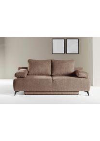 Schlafsofa WERK2 "Viktoria mit Komfortsitz- und Liegeh&ouml;he, Breite 200cm", beige (braun), B:200cm H:95cm T:105cm, 95% Polyester, 5% Polyamid, Sofas, Schlafsofa, bequemes 2-Sitzer Schlafcouch mit Bettkasten